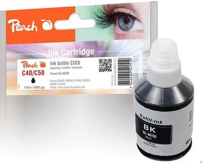 Obrázek produktu pro Peach 321017, Standardní výtěžnost, Černá, Inkoust na pigmentové bázi, 170 ml, 1 kusů, Balení po jednom