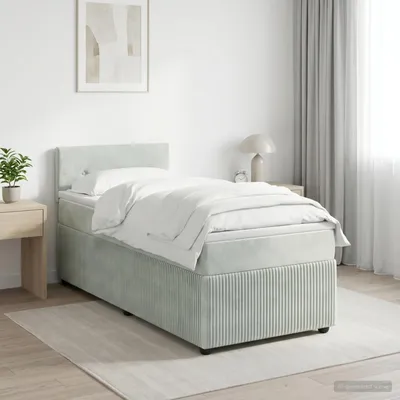 Immagine prodotto di Maison Exclusive - Letto boxspring con materasso grigio chiaro 100 x 200 cm velluto