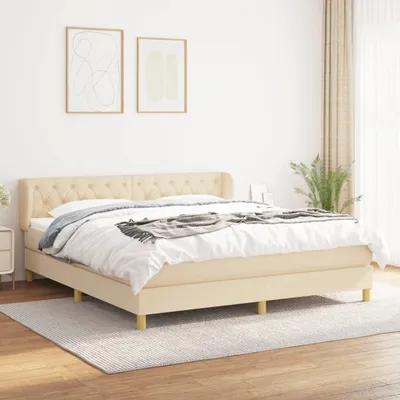 Produktbild von The Living Store Boxspringbett mit Matratze Creme 160x200 cm Stoff
