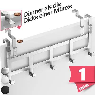 Produktbild von Lindenstein Türgarderobe zum Einhängen Innenseite – Edelstahl Türgarderobe für Tür, Platzsparende Türhaken für Innen- und Außenseite