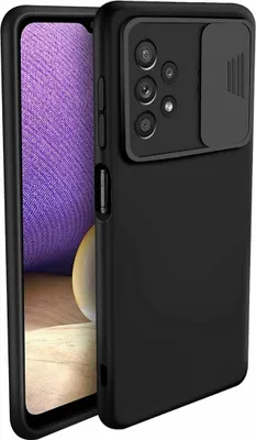 Produktbild von 360 Grad Schutz CamShield Silikon Cover Case Slim Handyhülle Schutzhülle mit Kameraschutz Kameraabdeckung für Samsung Galaxy A32 5G (A326F) Schwarz