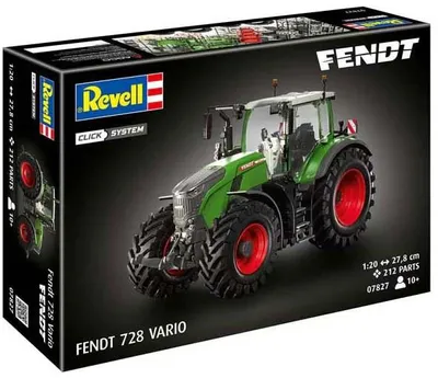 Produktbild von Revell Click System Fendt 728 Vario Traktor, Revell Modellbausatz mit vielen Details im Maßstab 1:20 zum Zusammenstecken, mehrfarbig | Länge 27,8 cm | Einzelteile 212