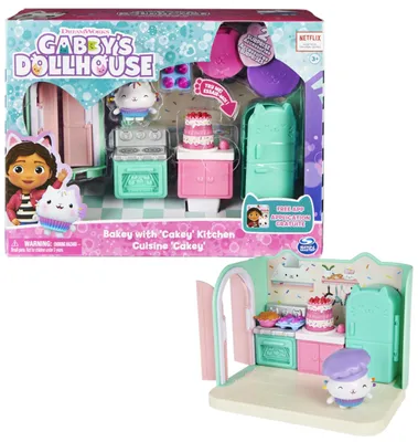 Produktbild von Gabby's Dollhouse DREAMWORKS - Deluxe Raum, Bakey with Cakey, Küche mit Kuchi (engl. Cakey), Möbelstücken und thematischem Zubehör, 3 Jahr(e)
