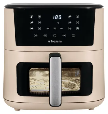 Heißluftfritteuse 10 l, Digitaldisplay, Timer, 80-200 °C, Champagner