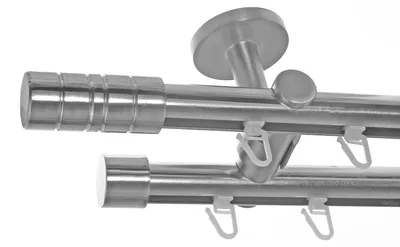Produktbild von Innenlauf Gardinenstange Edelstahl Look 20mm Deckenbefestigung, 2-läufig Zylinder, Länge wählbar D40 E34E30
