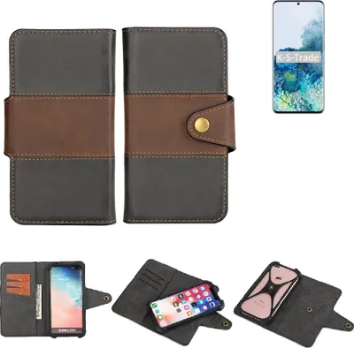 Produktbild von K-S-Trade Handyhülle Schutzhülle Hülle Bookstyle Wallet-Case kompatibel mit Samsung Galaxy S20+ 5G Exynos Bumper Rundumschutz schwarz-braun 1x