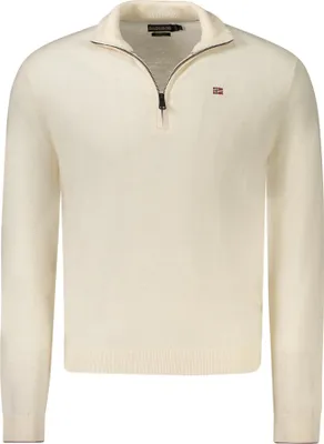 Immagine prodotto di Maglione moderno da uomo, bianco, con cerniera e ricamo - 70 caratteri