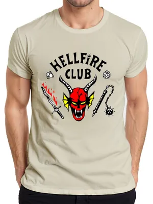 Immagine prodotto di Maglietta HELLFIRE CLUB Demon Skull Horns D20 Flaming Sword Role Playing Uomo, Natura, XL