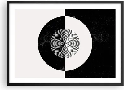 Produktbild von Gerahmtes Poster - Schwarzer Rahmen - Abstraktion Rad Schwarz und Weiß - 70x50 cm - Wand Bild - Wanddeko - Wandbilder - Wandposter - Bilderrahmen - Bilder - Kunstdruck - Wandbild - P2BAA70x50-4316