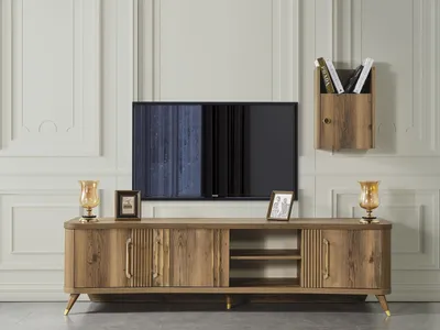 Productafbeelding van Commode, TV-meubel, wandmeubel, dressoir + wandplank, hout, modern design