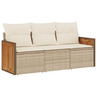 Immagine prodotto di vidaXL Set di divani da giardino 3 pezzi con cuscini Beige poly rattan