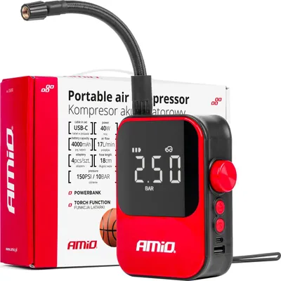 Produktbild von Kabelloser Auto-Kompressor 40W mit Powerbank & Zubehör - ACOMP-20 AMIO-03690