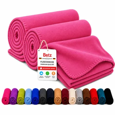 Produktbild von Betz Fleecedecke 2 Stück 130x170 cm 180g/m² – Wohndecke & Kuscheldecke – Flauschige Sofadecke Tagesdecke – Leicht, wärmend & pflegeleicht - Fuchsia