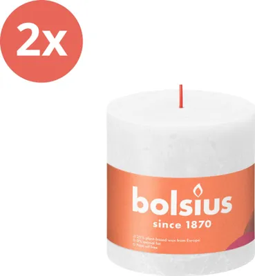Productafbeelding van Bolsius - Rustieke stompkaars - 100/100 - 1 stuk per verpakking - Crèmekleurig - Voordeelverpakking - 2 stuks