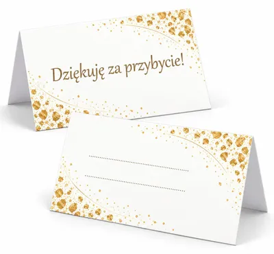 Zdjęcie produktu dla Winietki na Stół Biel Złote Konfetti Wesele Urodziny Chrzest - 6 szt