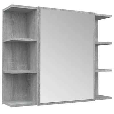 Obrázok produktu pre vidaXL Kúpeľňová zrkadlová skrinka Grey Sonoma 80x20,5x64 cm odvodený výrobok z dreva