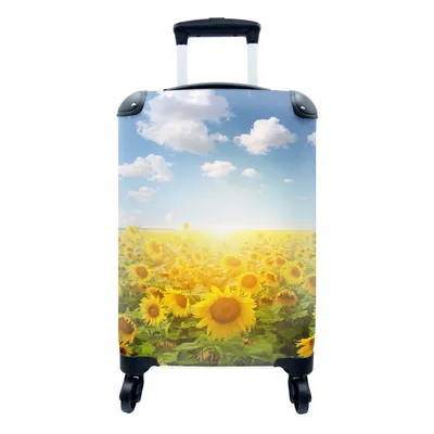 Produktbild von MuchoWow® Koffer Handgepäck Trolley Rollkoffer Kleine Reisekoffer mit 4 Rollen - Sonnenblume - Sonne - Wolken - Cabin Size < 55x40x23 cm & 55x40x20 cm - Fotokoffer - Kabinenkoffer - Boardgepäck - Reise-Box - Reisekoffer - Reisegepäck - Koffer mit Bild - Trolley für Kinder