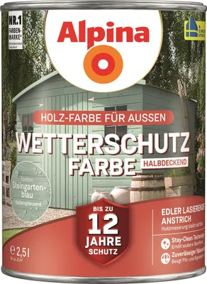 Produktbild von Alpina Wetterschutzfarbe 2,5 L steingartenblau