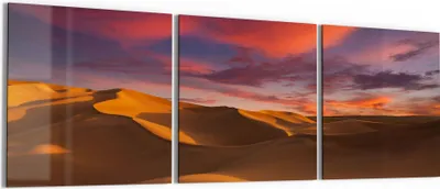 Produktbild von DEQORI Glasbild Echtglas 3x50x50 cm 'Sandwüste bei Dämmerung' Wandbilder XXL groß