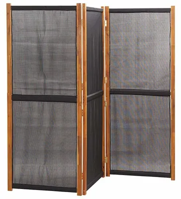 Produktbild von Faltbarer Paravent Raumteiler Trennwand Sichtschutz aus Akazienholz für Balkon Garten Terrasse Modern Klappbar Schwarz 210 x 180 cm