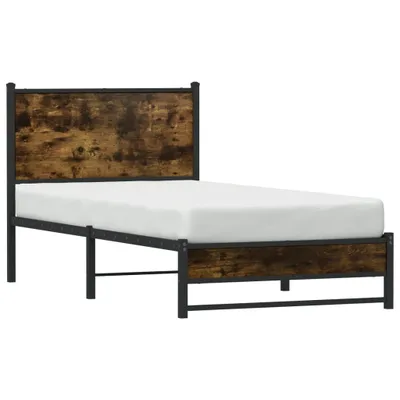 Obrázek produktu pro vidaXL Kovová postel bez matrace, kouřový dub 75x190 cm