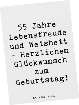 Produktbild von Mr. & Mrs. Panda Postkarte Spruch 55. Geburtstag Freude - Weiß - Geschenk, Feier, Ansichtskarten, Meilenstein, Glückwunsch, Happy Birthday, Herzlichen, Ansichtskarte