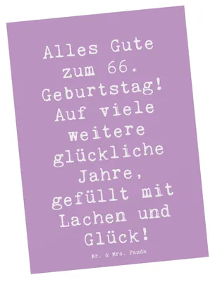 Produktbild von Mr. & Mrs. Panda Postkarte Spruch 66. Geburtstag Glückwünsche - Lavendeltraum - Geschenk, Fotokarte, Happy Birthday, dekorative Tasse, unvergesslicher Moment, Geschenke