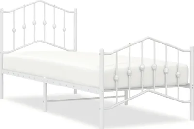 Produktbild von vidaXL Bettgestell mit Kopf- und Fußteil Metall Weiß 80x200 cm