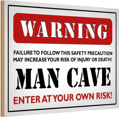 Produktbild von vianmo Holzschild 20x30 cm Warning man cave enter at your Warnschild Hinweisschild