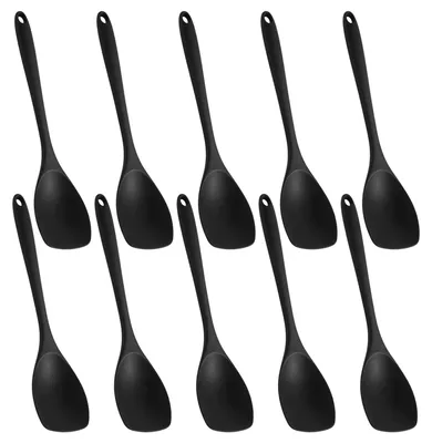 Productafbeelding van Set van 10 Silikon Kooklepels 27,5 cm - Zwart