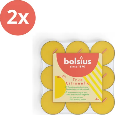 Obrázek produktu pro Bolsius - True Citronella - Vonné čajové svíčky - 18 kusů v balení - žlutá - výhodné balení - 36 kusů - 2 balení