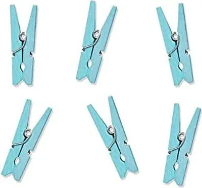 Immagine prodotto di PartyDeco Set 20 mini mollette per vestiti, decorazione per regali di battesimo, blu chiaro