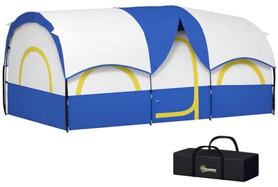 Image de Tente tunnel Outsunny, résistante aux intempéries, pour 4 personnes, avec 3 fenêtres en moustiquaire