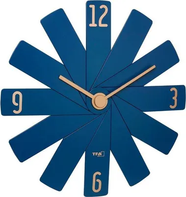 Image de Horloge murale bleue, style minimaliste, silencieuse