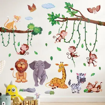 Productafbeelding van Famanu Wandstickers, dieren, jungle - 2 stuks