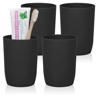 Produktbild von Zahnputzbecher-Set 280 ml × 4 stapelbar Kunststoff schwarz
