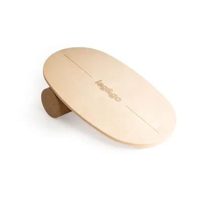 Image de leg&go Planche d’équilibre en bois avec rouleau de liège , Balance Board, 75x45 cm (logo au centre)