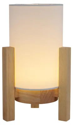 Produktbild von Tischleuchten - Akkutischleuchte "MADITA" H: 25cm weiß/natur, Tischlampe im Scandi Style, aus Holz und Textil in weiß, 25 cm hoch, Ø 16,2 cm, inkl. LED – dimmbar – Akkubetrieb – Akku- und Netzbetrieb – Berührungssensor – USB Typ C