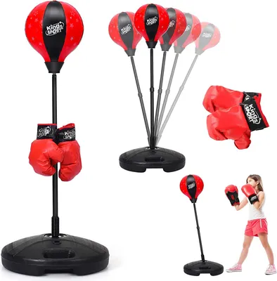 Produktbild von GOPLUS Punchingball Punch Boxen Set, Standbox Boxsack Höhenverstellbar 81-123,5 cm, inkl. Boxhandschuhe & Handpumpe, ab 3 Jahren