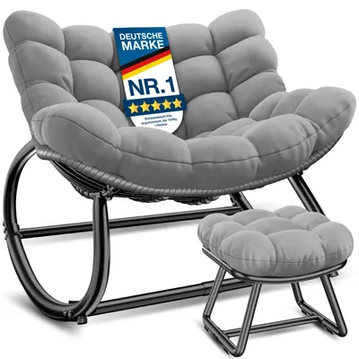 Image de Fauteuil à bascule KESSER® pour l'intérieur et l'extérieur avec repose-pieds Fauteuil à bascule ergonomique