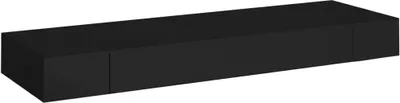 Obrázek produktu pro Plovoucí nástěnná police se zásuvkou černá 80 x 25 x 8 cm