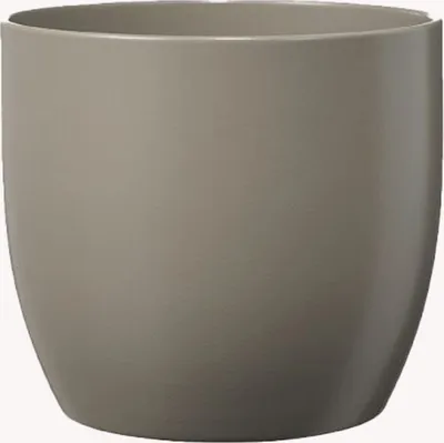 Produktbild von Blumentopf Übertopf  BASEL Pflanztopf matt hellgrau rund Keramik H 26 Ø 27 cm