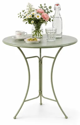 Produktbild von Runder Gartentisch Ivy aus Metall, Grün, Ø 55 cm, Höhe 68 cm, für Innen- & überdachten Außenbereich