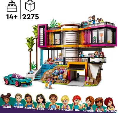 Produktbild von LEGO Friends Andrea moderne Villa, baubares viergeschossiges Spielzeughaus mit 11 Figuren, Bauset für Mädchen und Jungen, Geschenkidee für Jugendliche, Puppenhaus, Spielzeug ab 14 Jahren 42639