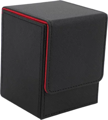 Produktbild von Magnetkartenbox hält 100 Karten kratzfestes Kunstleder Spiel Aufbewahrungskoffer vertikal schwarz rot