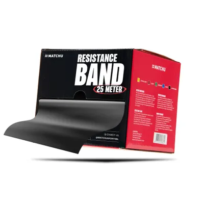 Produktbild von Matchu Sports Widerstandsband Rolle 25 Meter - Extra Schwer Schwarz - Resistance Band Fitnessband Trainingsband