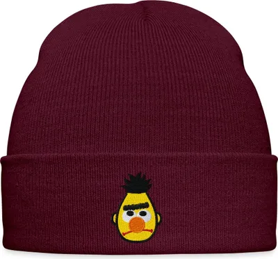 Produktbild von Spreadshirt Sesamstraße Bert Als Stickmotiv Bestickte Wintermütze, One size, Burgunderrot