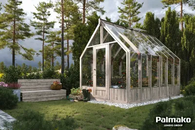 Produktbild von Gewächshaus Palmako Emilia 8,2 m² Sicherheitsglas 4 mm inkl. automatischen Fensteröffner 240 x 363 cm Holz