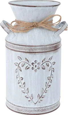 Produktbild von Vintage-Vase, Blumentopf aus Eisen, Milchkrug, rustikale Dekoration im Shabby-Chic-Stil, antike Vase, Blumenkübel, Pflanzkübel, Kaktusblumentopf, Garten, Balkon, Wohnzimmer, Esstisch