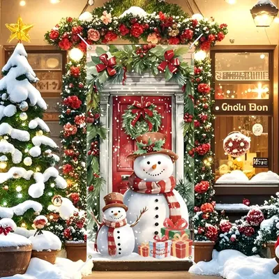 Produktbild von 90 cm Weihnachtstürdeko "Weihnachtsmann" (Schneemann)